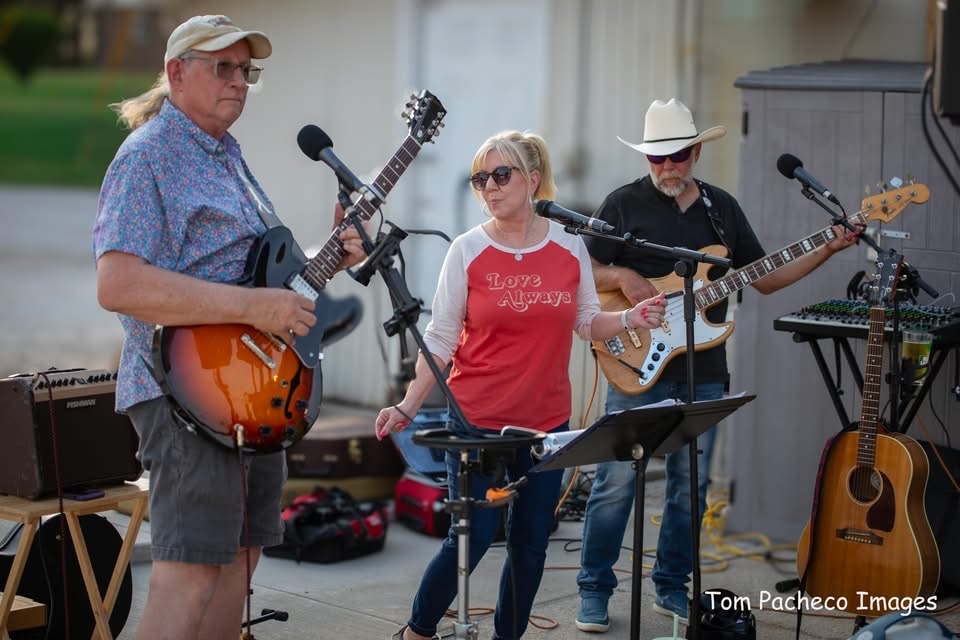 Band performing outdoor live music concert